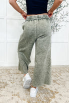 In or Out Wide Leg Cropped Pants Lt Olive - Charming Charlie