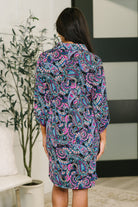 Inspire Collared Dress in Black and Cool Paisley - Charming Charlie
