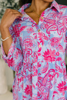 Inspire Collared Dress in Pink Paisley - Charming Charlie