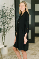 Inspire Collared Neck Dress in Black - Charming Charlie