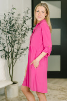Inspire Collared Neck Dress in Runway Pink - Charming Charlie