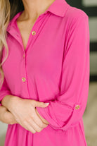 Inspire Collared Neck Dress in Runway Pink - Charming Charlie