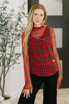 In the Present Plaid Mesh Layering Top in Red - Charming Charlie