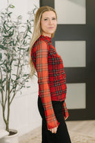 In the Present Plaid Mesh Layering Top in Red - Charming Charlie