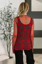 In the Present Plaid Mesh Layering Top in Red - Charming Charlie