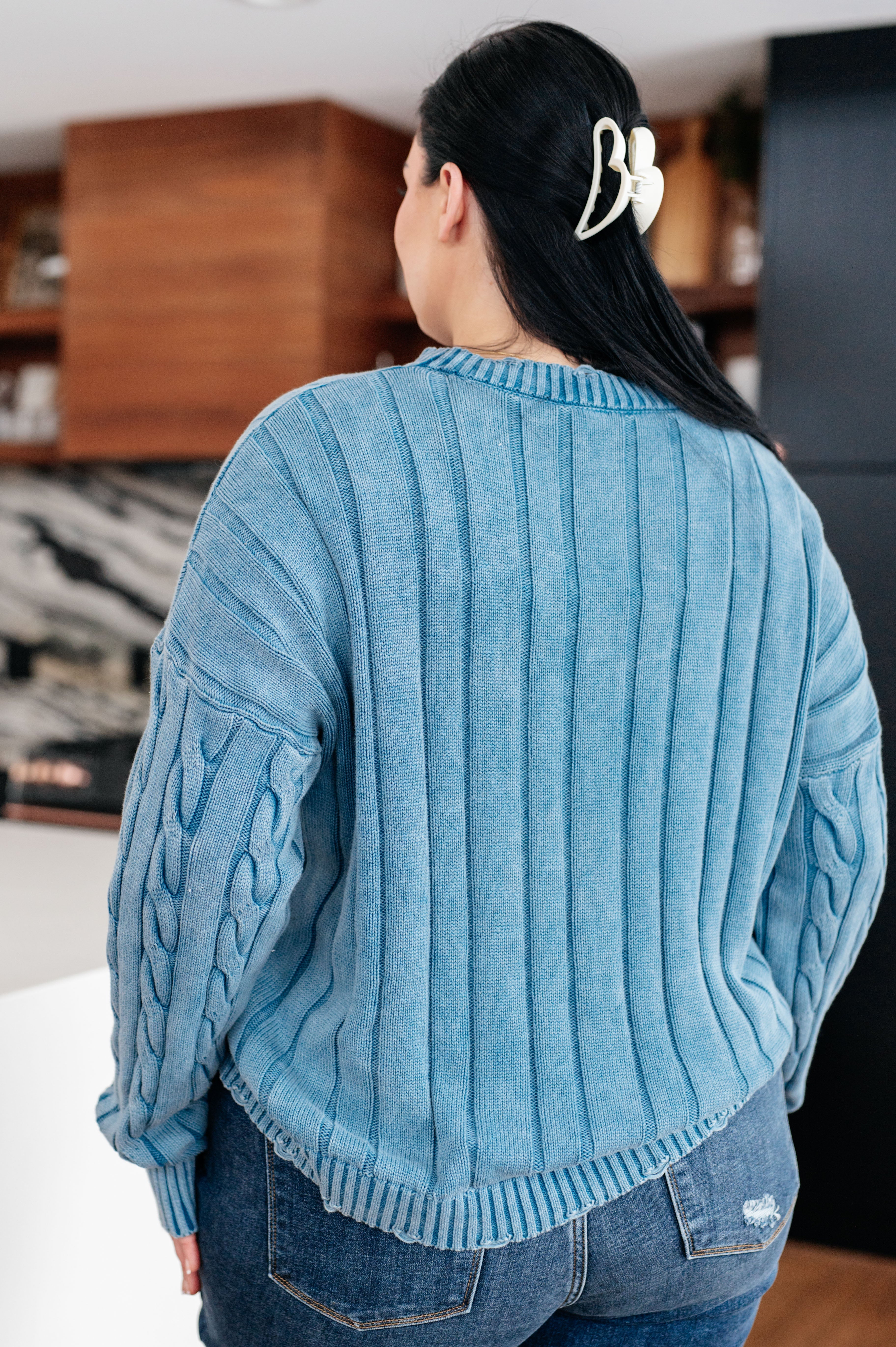 In the Right Direction Cable Knit Sweater - Charming Charlie