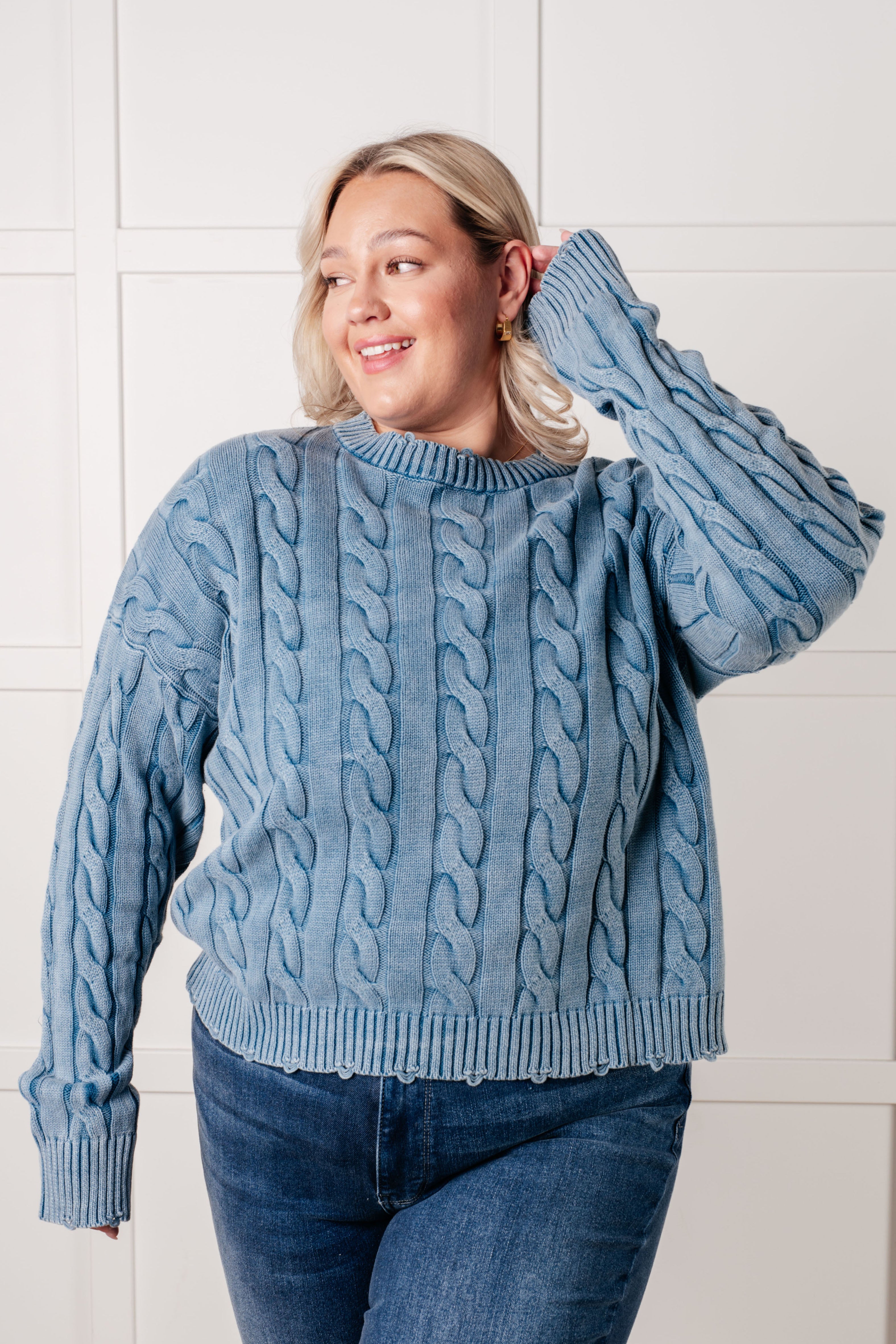 In the Right Direction Cable Knit Sweater - Charming Charlie