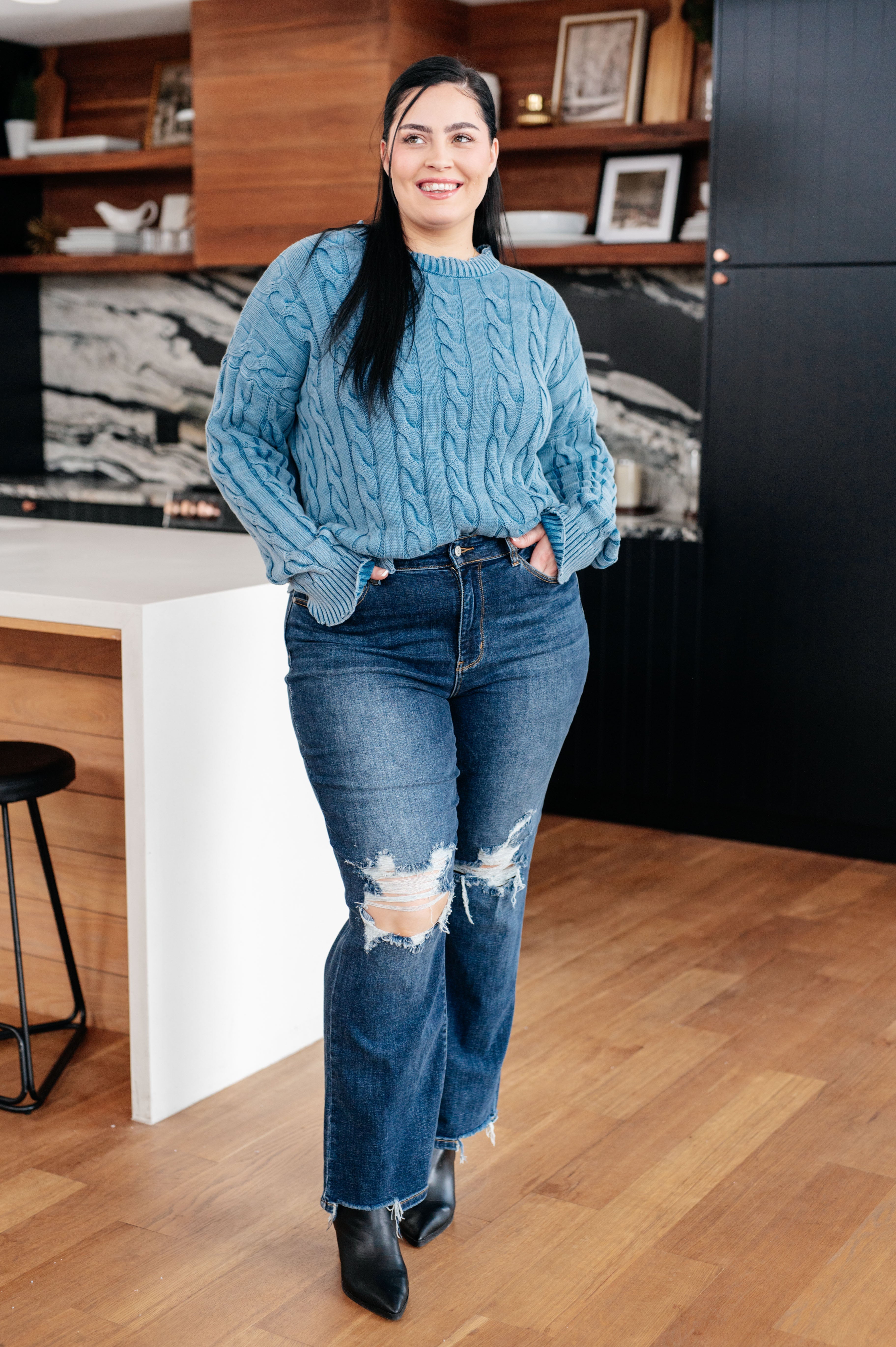 In the Right Direction Cable Knit Sweater - Charming Charlie