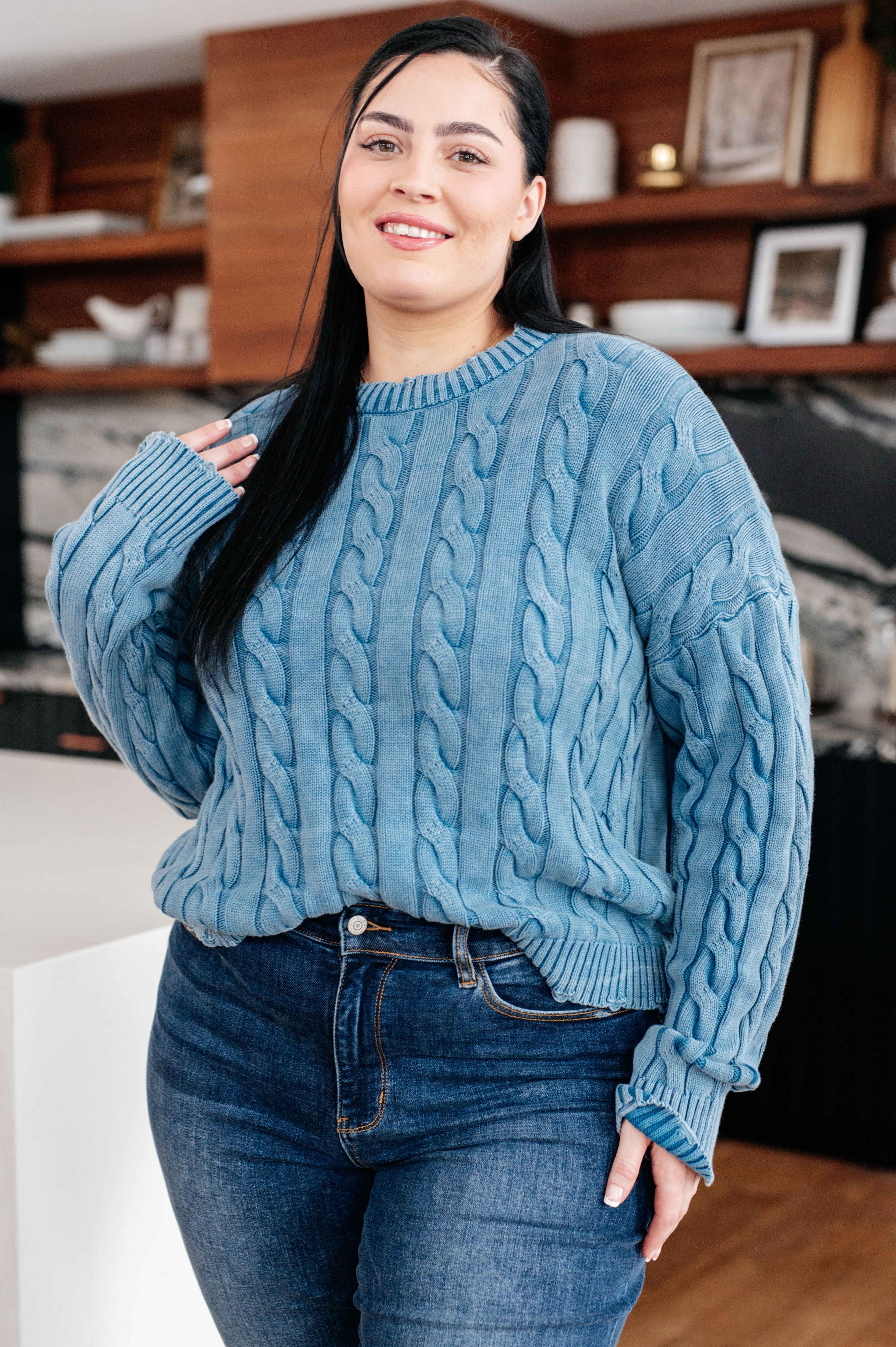 In the Right Direction Cable Knit Sweater - Charming Charlie