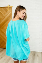 In the Rotation Exposed Seam Tee in Aqua - Charming Charlie