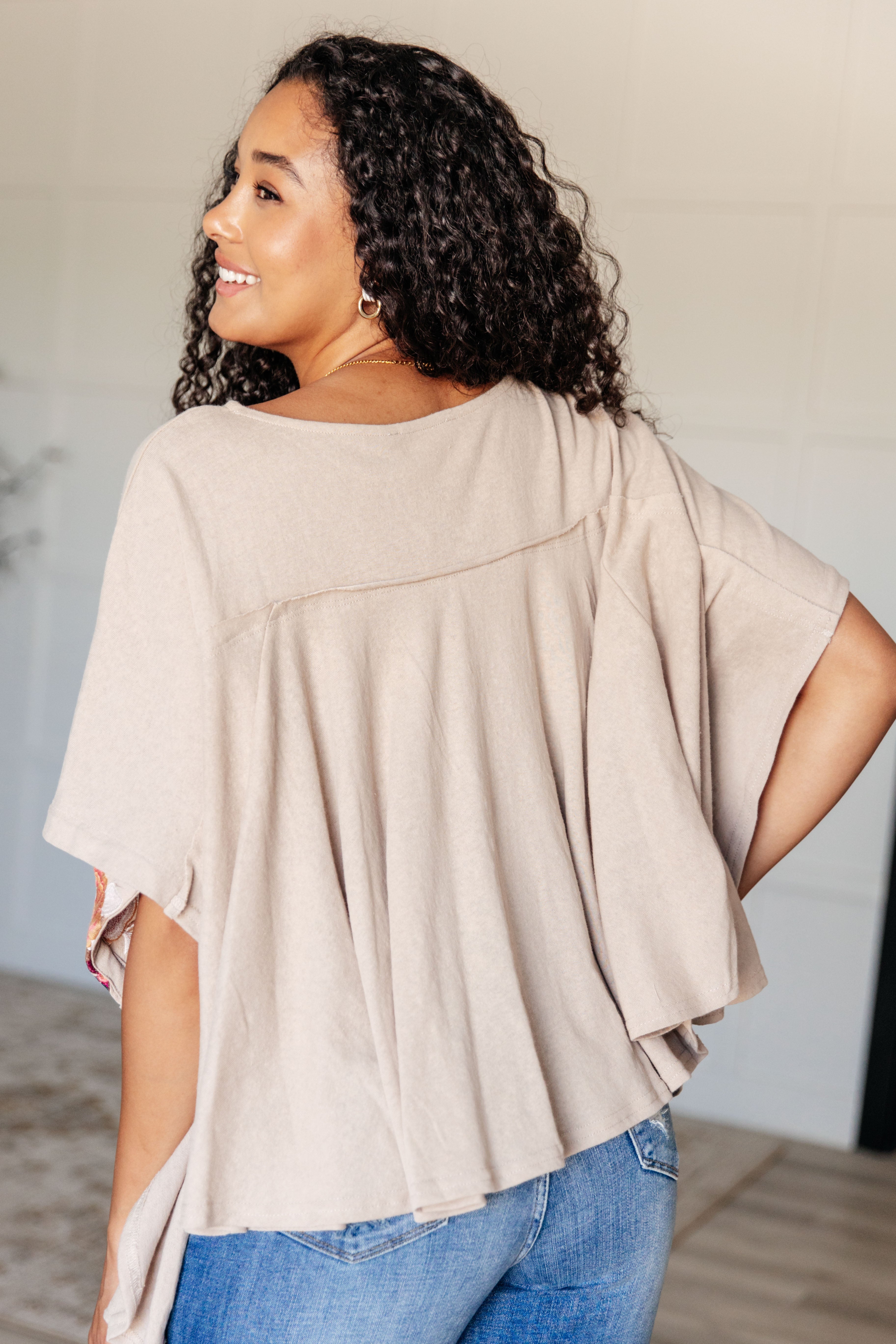 Isabel Embroidered Tunic in Mocha - Charming Charlie