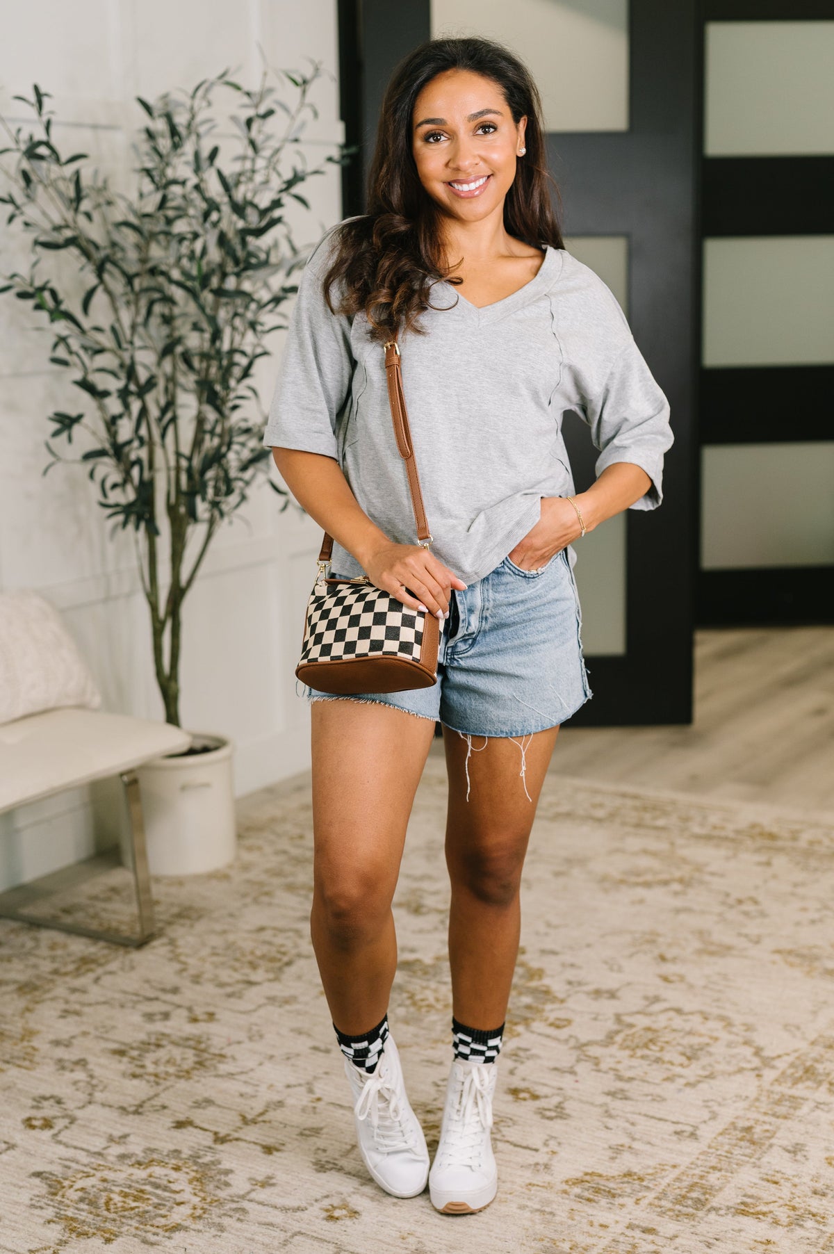 It's All You Oversized Tunic Top in Grey - Charming Charlie