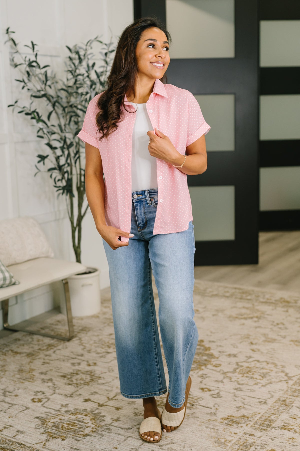 It's Just Business Collared Button Down Blouse - Charming Charlie