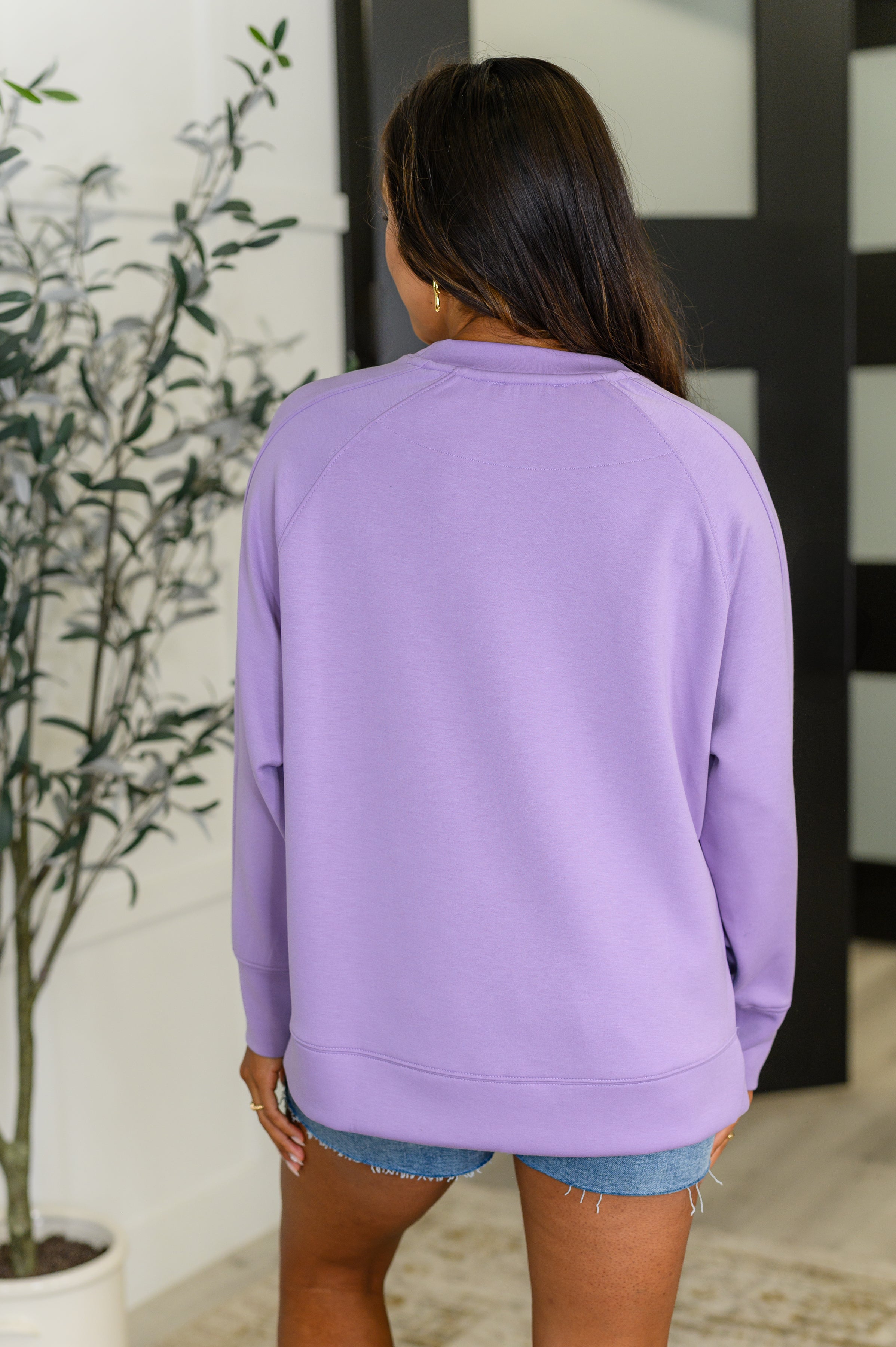 It's The Little Things Relaxed Scuba Pullover in Lavender - Charming Charlie
