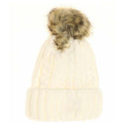 Ivory KIDS Cable Ribbed Fur Pom Beanie offers excellent warmth and comfort for children during cold weather. Made with a durable ribbed knit fabric, it fits snugly to retain heat while allowing breathability. The stylish fur pom adds an elegant touch, making it suitable for daily wear and outdoor activities. This beanie combines practical functionality with refined design, ensuring your child stays protected and looks great throughout the winter season. 