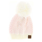 Ivory-Pink C.C Heart Pattern Knit Pom Beanie Hat, before running out the door into the cool air, you’ll want to reach for this toasty beanie to keep you incredibly warm. Awesome winter gift accessory! Perfect Gift Birthday, Christmas, Stocking Stuffer, Secret Santa, Holiday, Anniversary, Valentine's Day, Loved One.