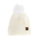 Ivory C.C Waffle Knit Pattern Cuff Pom Pom Beanie Hat, Stay warm in style with this. Made from a warm and cozy waffle knit pattern with a fashionable cuff and a pom pom on top, this beanie hat is sure to keep you warm in any weather and make you stand out in the crowd. Perfect winter gift idea. 