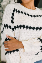 Ivy Lane Textured Sweater in White and Black - Charming Charlie