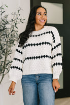 Ivy Lane Textured Sweater in White and Black - Charming Charlie