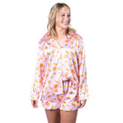 Pumpkin Pie Satin Pajama Long Sleeve Short Set - Charming Charlie
