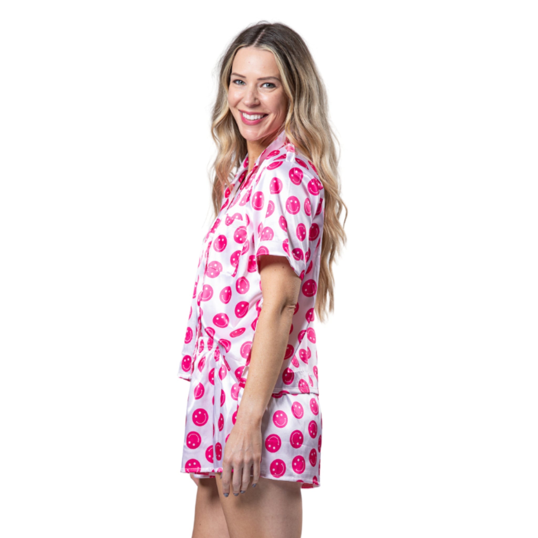 Sweet Smiles Satin Pajama Short Set - Charming Charlie