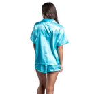 Celestial Blue Satin Pajama Short Set S
