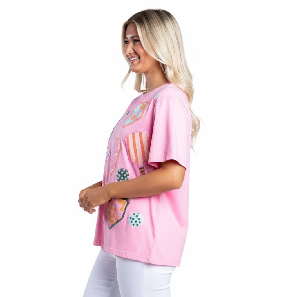 Pickleball Queen Pink Short Sleeve T-Shirt - Charming Charlie
