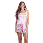 Darling Hydrangea Satin Pajama Tank Set S