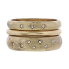 Set of 3, Matte Gold Band, Skinny Shiny Gold Band, Larger Matte Gold Band with Star Crystals Ring