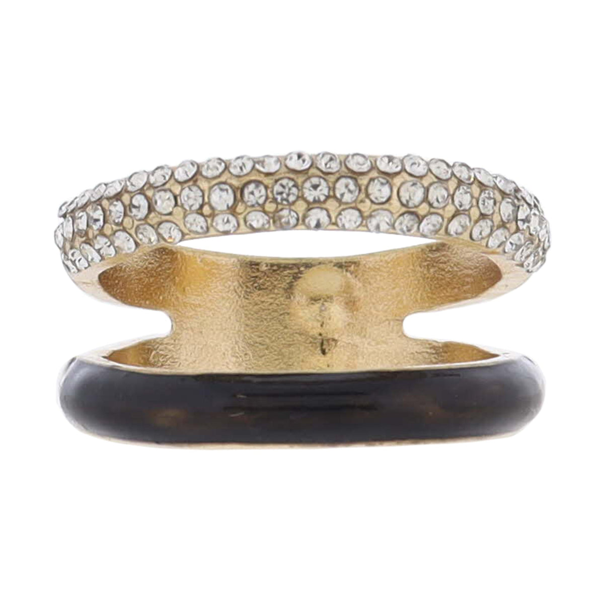 Faux Stack Rings Faux Stack Ring with Black Enamel Band and Pave Crystal Band Ring ...