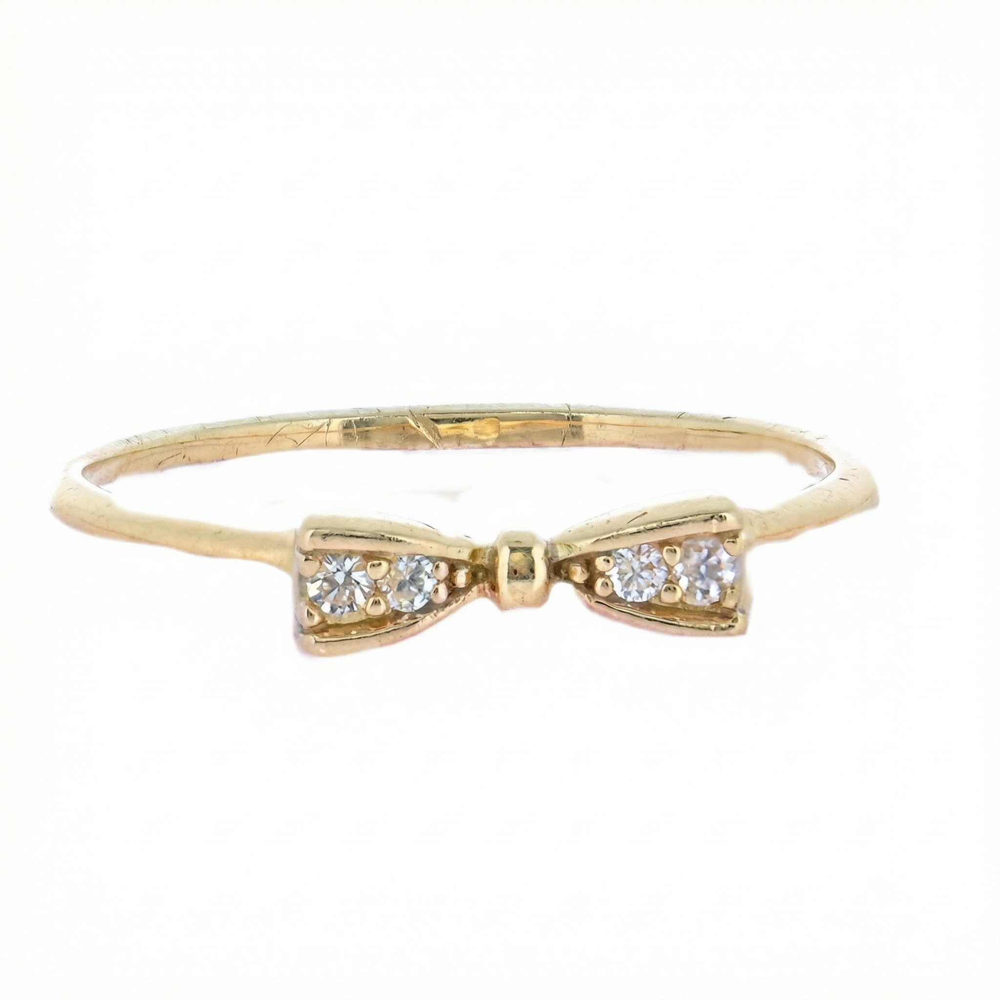 18K Gold Plated Bow with Crystal Inlay Ring - Charming Charlie