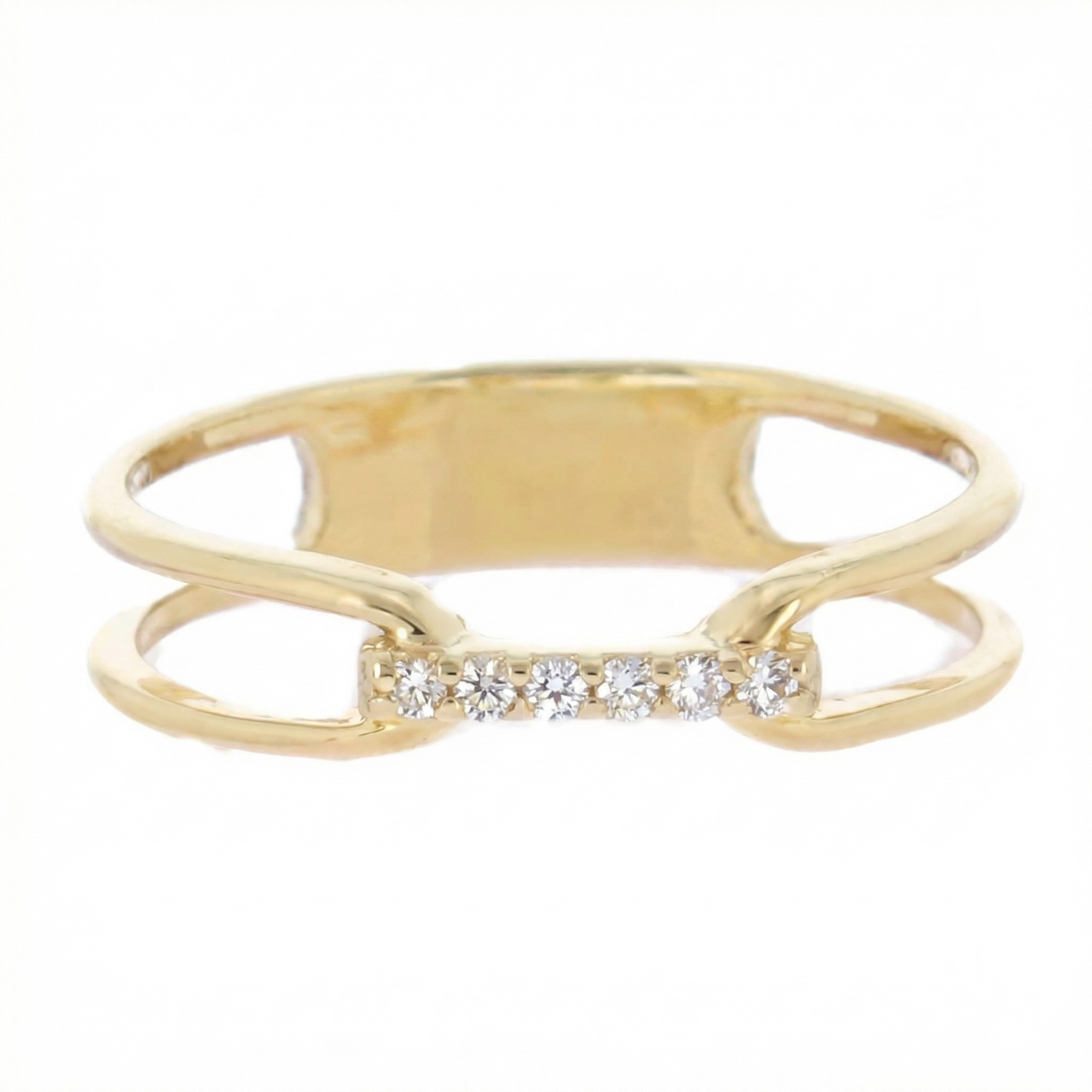 18K Gold Plated Double Band with Crystal Inlay Bar Ring - Charming Charlie