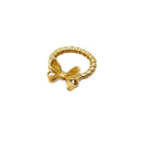 18K Gold Plated Rope Band Ring with Gold Bow