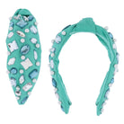 Turquoise Knotted with Various Multi Mint and Turquoise Crystals and Pearls Headband