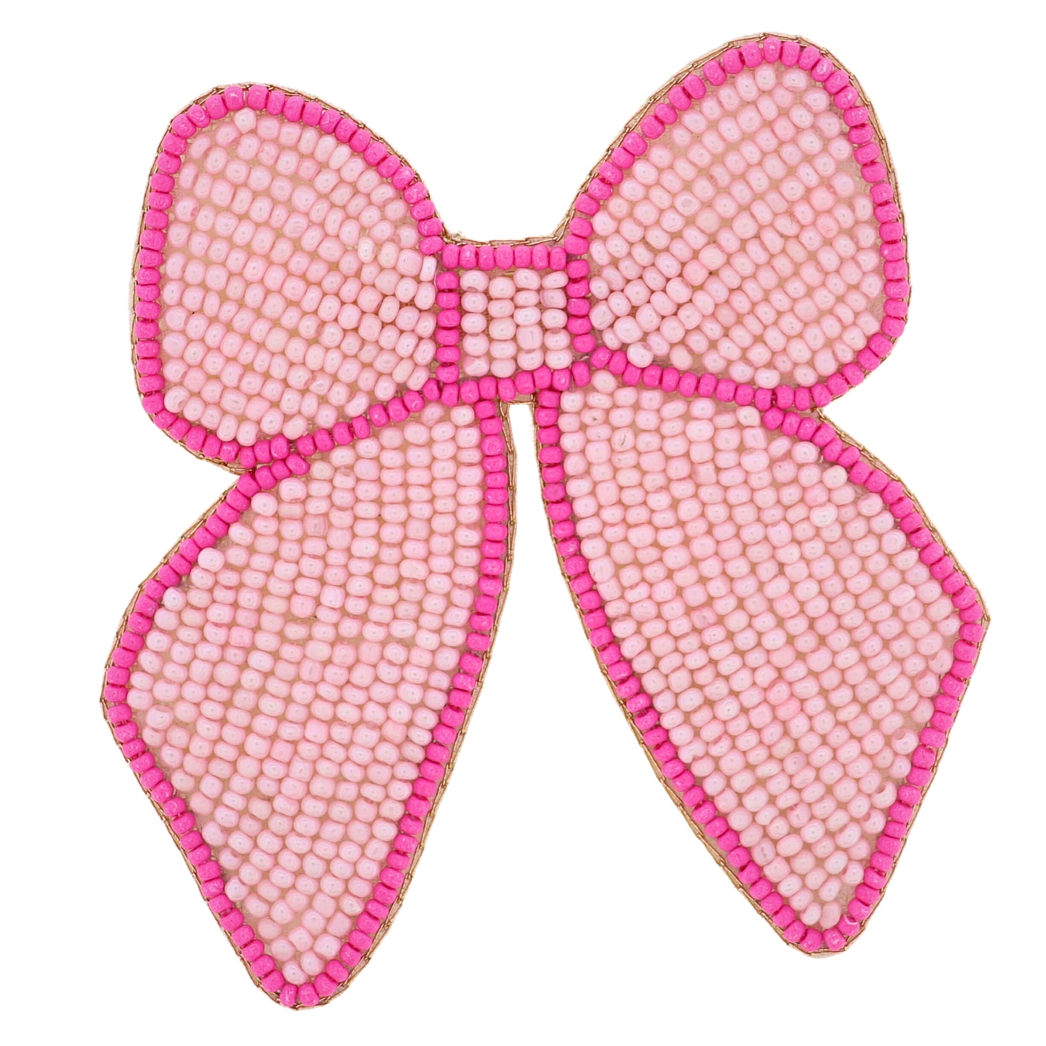 Bow Pink & Hot Pink Beaded Brooch