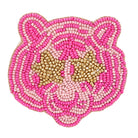 Tiger Hot Pink, Pink, & Gold Beaded Brooch