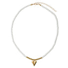 Pearl Beaded Necklace with Gold Heart