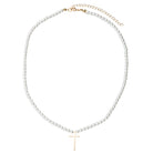 Pearl Beaded Necklace with Gold Cross