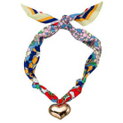 Floral Pattern Tie Necklace with Gold Heart