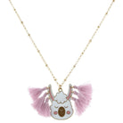 14" Kids Llama Necklace with Lavender Tassel Earrings, 3" Ext