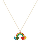 14" Kids Rope Rainbow Necklace with Heart Clouds, 3" Ext
