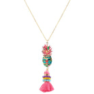 14" Kids Colorful Pineapple Necklace with Multi Wrapped Pink Tassel, 3" Ext