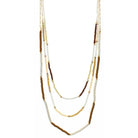 30" 3 Strand White and Tan Necklace, 3" Ext