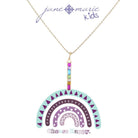 Kids 14" Hot Pink, Lavender, Lime, Turquoise Multi Czech Stone Vertical Bar Necklace, 3" Ext