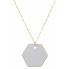32" White Ceramic Hexagon Necklace, 3" Ext