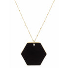 32" Jet Ceramic Hexagon Necklace, 3" Ext