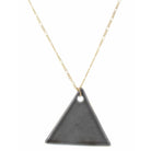 32" Smokey Grey Ceramic Triangle Necklace, 3" Ext