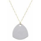 32" White Ceramic Rounded Triangle Necklace, 3" Ext