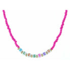Kids 14" Block Lettered "Blessed" Hot Pink Beaded Necklace, 3" Ext