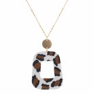 30" Polymer Leopard Open Rectangle Necklace, 3" Ext